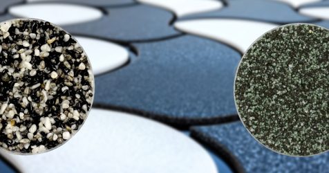 Terrazzo Granitech Monolith permeable driveway system showing color options and aggregate detail